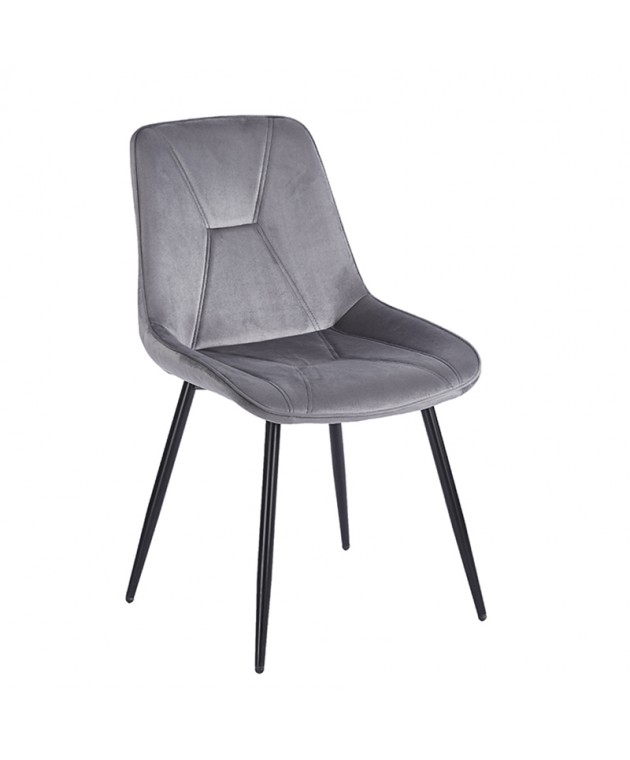 SILVIA GREY VELVET ΥΦΑΣΜΑ ΚΑΡΕΚΛΑ ΜΕΤΑΛΛΙΚΗ 51X58X87εκ. Καρέκλες