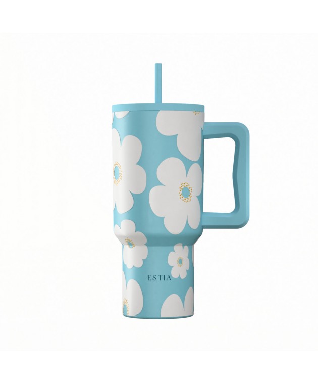 ESTIA ΘΕΡΜΟΣ STRAW TUMBLER XL SAVE THE AEGEAN 900ml BLUE DAISY ΘΕΡΜΟΣ-ΠΑΓΟΥΡΙΑ