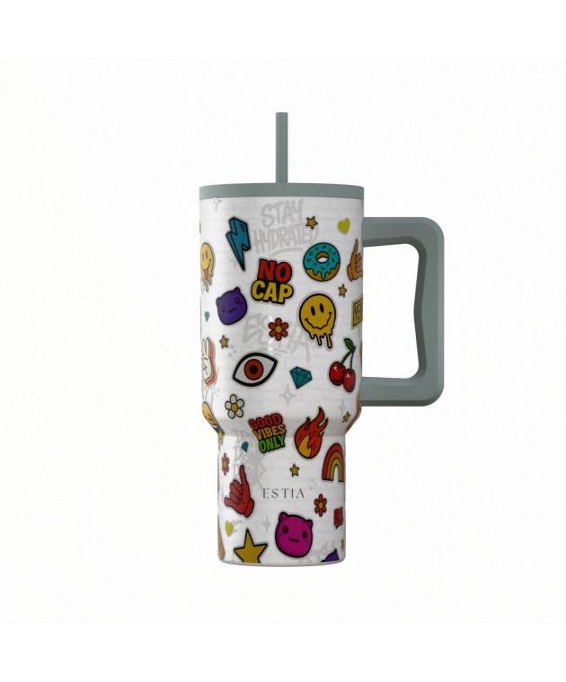ESTIA ΘΕΡΜΟΣ STRAW TUMBLER XL SAVE THE AEGEAN 900ml URBAN VIBES ΘΕΡΜΟΣ-ΠΑΓΟΥΡΙΑ