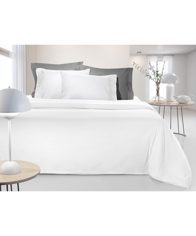 Σεντόνι Color Plus White Με Λάστιχο 180x200+42 King Size