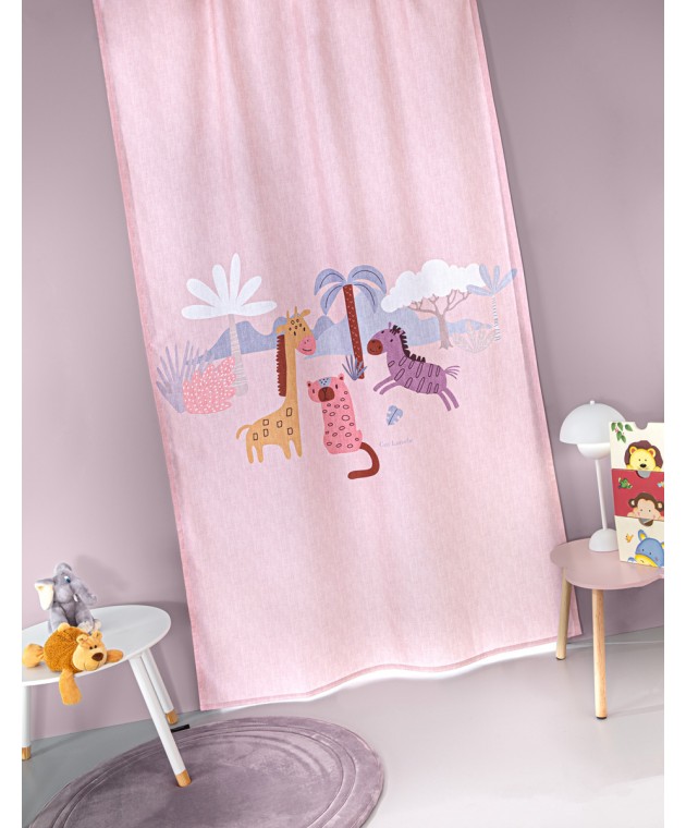 Κουρτίνα Kids-Bebe Jungle Pink 145Χ270 Παιδικές Κουρτίνες