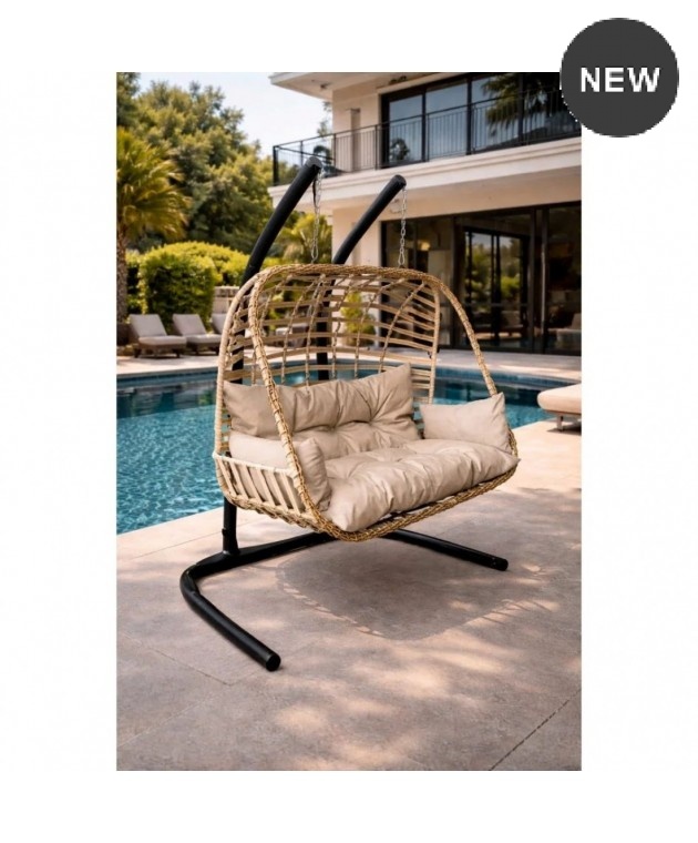 ΚΟΥΝΙΑ ΚΡΕΜΑΣΤΗ FOLEGANDROS CAPPUCCINO RATTAN WICKER 2 ΘΕΣΕΩΝ 100200 Φωλιές