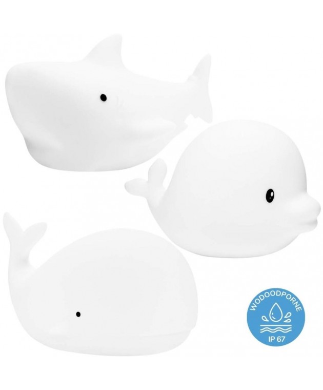 Σετ 3 Αδιάβροχων Φωτιστικών Σιλικόνης Dolphin-Whale-Shark Rabbit & Friends