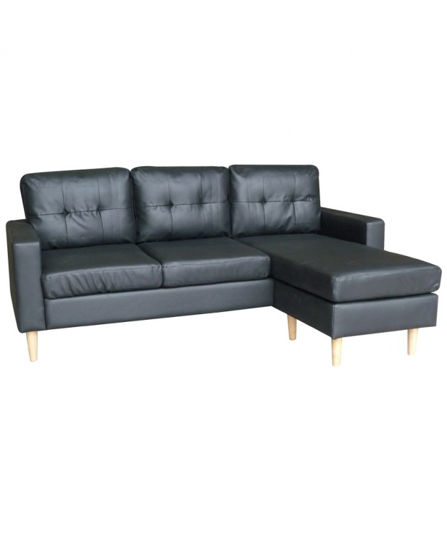 Καναπές - γωνία δερματίνη LIANA S BLACK, ZITA PLUS 185Χ126εκ Καναπέδες