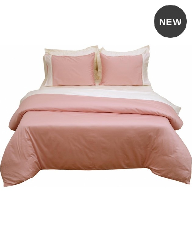 Σετ παπλωματοθήκη Υ/Δ (220Χ240) LUXURY BICOLOUR BLUSH PINK/IVORY, ANNA RISKA Παπλωματοθήκες Υπέρδιπλες Μονόχρωμες