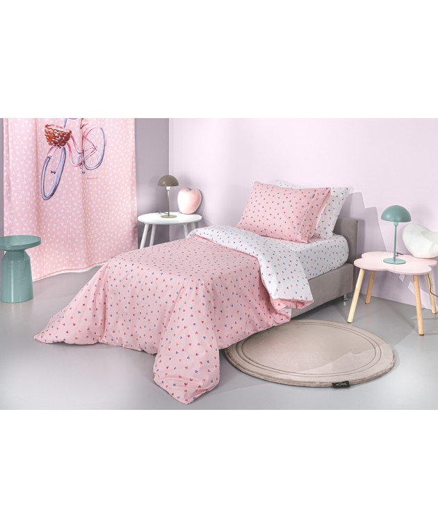 Σετ 3τμχ Παιδικά Σεντόνια Amore Pink με Λάστιχο 100x200+28 Μονά