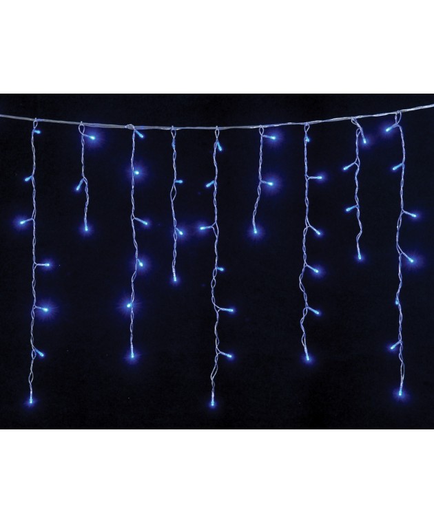 Κουρτίνα Led ασύμμετρη με επέκταση (200 x 100(h)cm,Διάφανο Καλώδιο/Μπλέ Λαμπάκι 