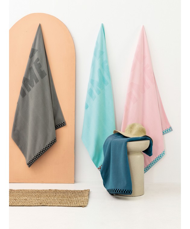 Πετσέτα Θαλάσσης Beach Collection 80x180 TM100 GREY Πετσέτες Θαλάσσης 