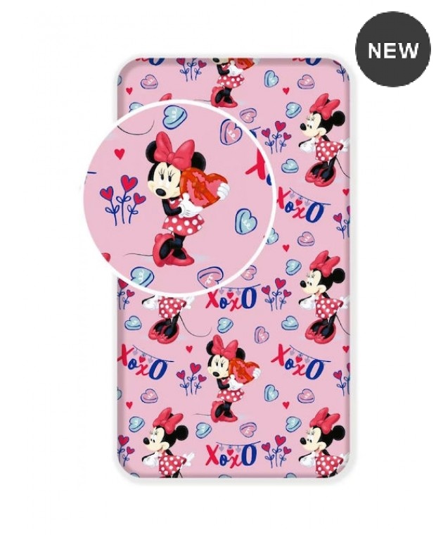 Σεντόνι Μονό με Λάστιχο Βαμβακερό Minnie Mouse Ροζ 90x200cm  Μεμονωμένα