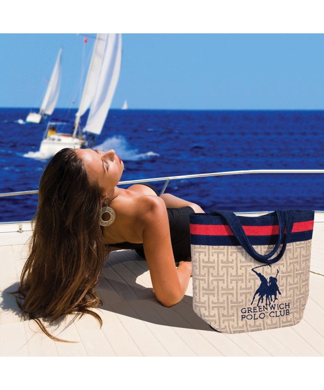 GREENWICH POLO CLUB ΤΣΑΝΤΑ ΘΑΛΑΣΣΗΣ 55Χ40 ESSENTIAL 5226 BLUE, TAUPE Τσάντες Θαλάσσης