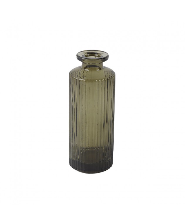 ESTIA ΓΥΑΛΙΝΟ ΔΙΑΚΟΣΜΗΤΙΚΟ ΒΑΖΟ GLOWER RIB SMOKED GREEN Βάζα Τροφίμων