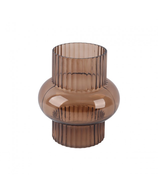 ESTIA ΔΙΑΚΟΣΜΗΤΙΚΟ ΓΥΑΛΙΝΟ ΒΑΖΟ GLOWER 20.5cm ΚΑΦΕ