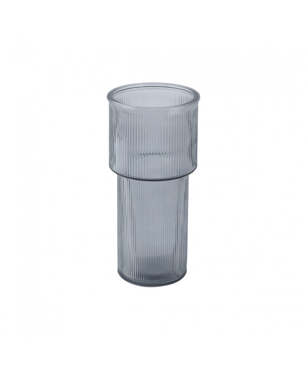 ESTIA ΔΙΑΚΟΣΜΗΤΙΚΟ ΓΥΑΛΙΝΟ ΒΑΖΟ RIPPLE 24cm ΓΚΡΙ Βάζα