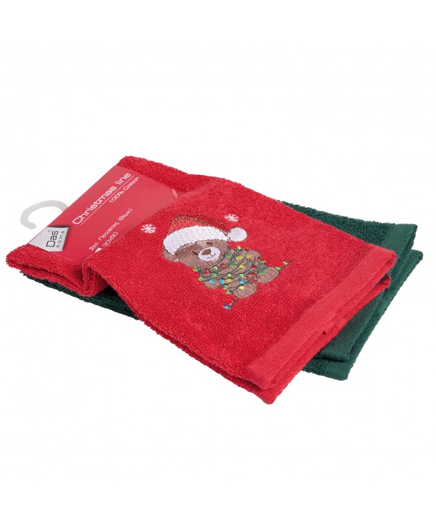 DAS HOME CHRISTMAS ΠΟΤΗΡΟΠΑΝΑ ΣΕΤ 2ΤΜΧ 30X50 0905 GREEN, RED Ποτηρόπανα Χριστουγεννιάτικα