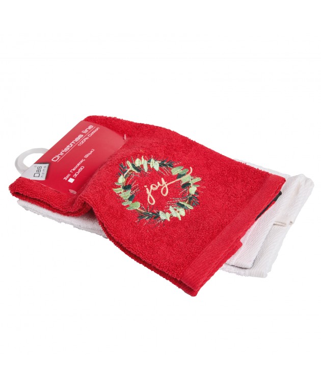 DAS HOME CHRISTMAS ΠΟΤΗΡΟΠΑΝΑ ΣΕΤ 2ΤΜΧ 30X50 0906 RED, WHITE Ποτηρόπανα Χριστουγεννιάτικα