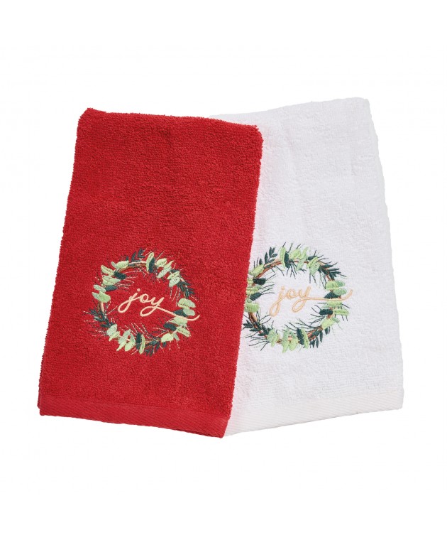 DAS HOME CHRISTMAS ΠΟΤΗΡΟΠΑΝΑ ΣΕΤ 2ΤΜΧ 30X50 0906 RED, WHITE Ποτηρόπανα Χριστουγεννιάτικα