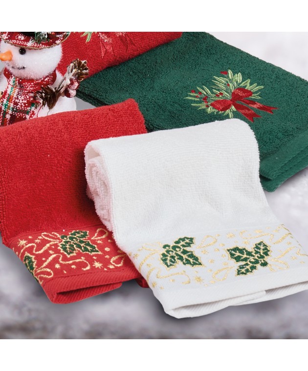 DAS HOME CHRISTMAS ΠΟΤΗΡΟΠΑΝΑ ΣΕΤ 2ΤΜΧ 30X50 0909 RED, WHITE Ποτηρόπανα Χριστουγεννιάτικα