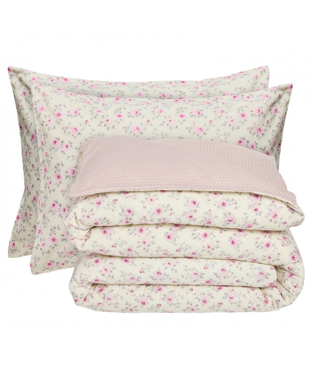 DAS HOME ΣΕΤ ΠΑΠΛΩΜΑΤΟΘΗΚΗ ΥΠΕΡΔΙΠΛΗ HAPPY FLANNEL 9700 ECRU, PINK