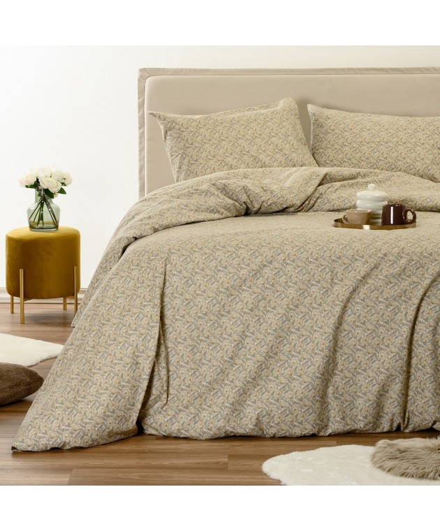 ΣΕΤ ΣΕΝΤΟΝΙΑ ΦΑΝΕΛΕΝΙΑ KING SIZE (Λ) ELSA BEIGE (180X200+32) Σεντόνια Φανελένια King Size