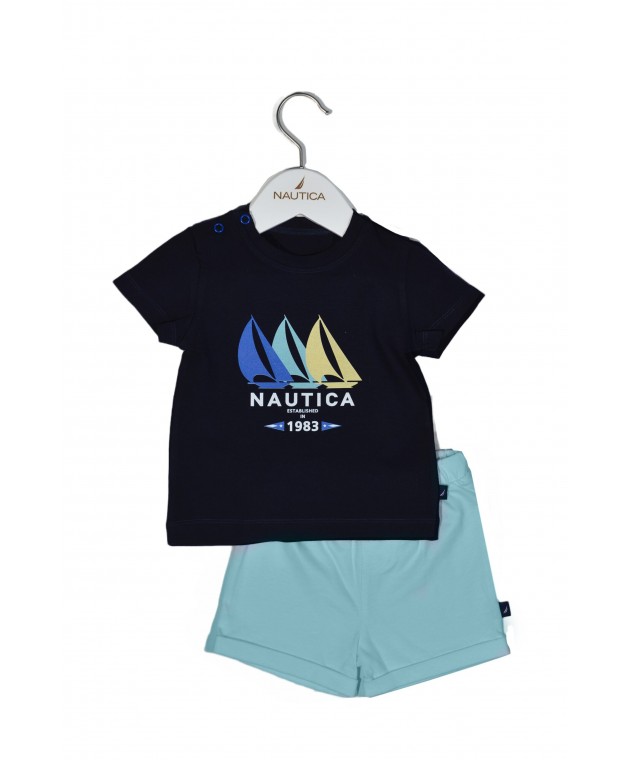 Σετ T-Shirt & Shorts Jersey Design 18 Navy/Mint 86cm 12-18 μηνών