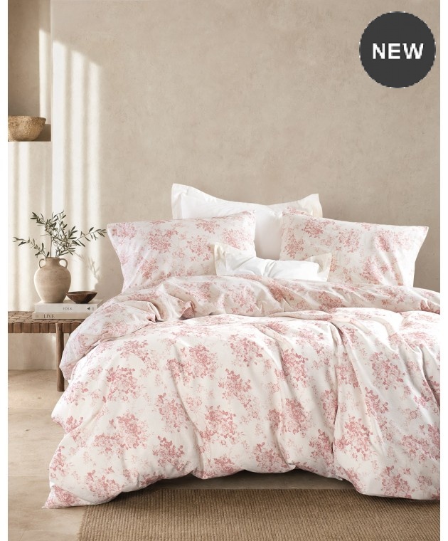 Σετ παπλωματοθήκη μονή (160Χ250) GARDENIA PINK, RYTHMOS HOME Παπλωματοθήκες Μονές