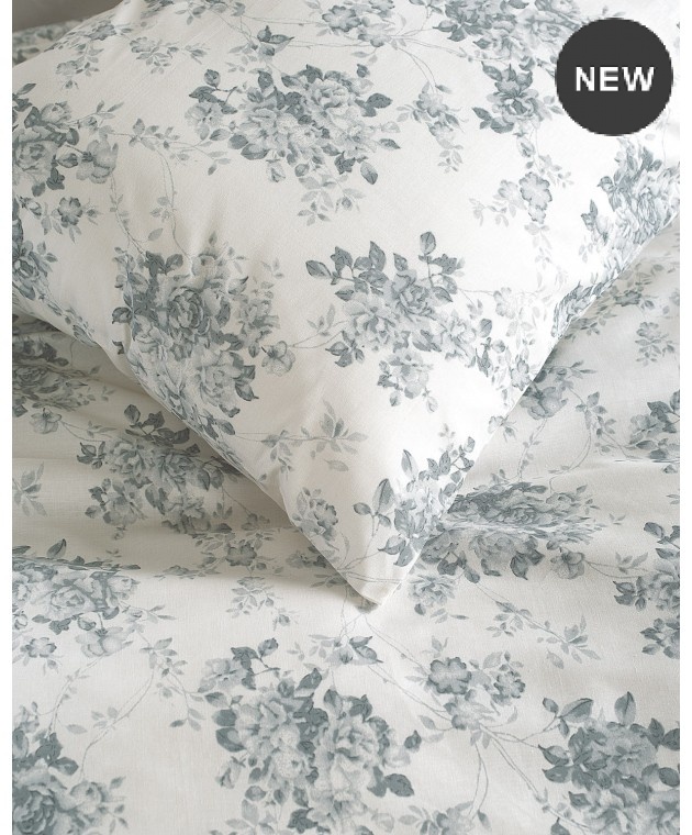 Σετ παπλωματοθήκη μονή (160Χ250) GARDENIA GREY-BLUE, RYTHMOS HOME Παπλωματοθήκες Μονές