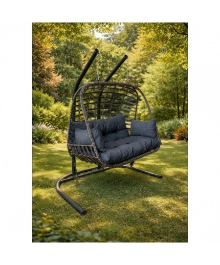 ΚΟΥΝΙΑ ΚΡΕΜΑΣΤΗ FOLEGANDROS ΑΝΘΡΑΚΙ RATTAN WICKER 2 ΘΕΣΕΩΝ 100300