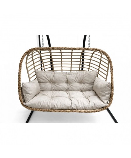 ΚΟΥΝΙΑ ΚΡΕΜΑΣΤΗ FOLEGANDROS CAPPUCCINO RATTAN WICKER 2 ΘΕΣΕΩΝ 100200