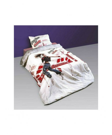 Σετ Σεντόνια Μονά Hip Hop Red 160x260 3τμχ  SB Home 