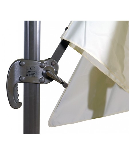 Γωνιακή Τετράγωνη Ομπρέλα 300 x 300  ,Περιστρεφόμενη 360 , Με Αλουμίνιο Κορμό Και Πετάλι Ασφαλείας Μεγάλο Αεραγωγό Μπεζ Πανί Και Μπεζ Σκελετό