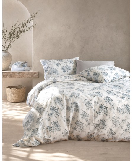 Σετ παπλωματοθήκη μονή (160Χ250) GARDENIA GREY-BLUE, RYTHMOS HOME
