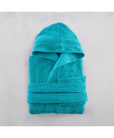 Μπουρνούζι παιδικό με κουκούλα (Νο 14-16) TWIST TURQUOISE, RYTHMOS HOME