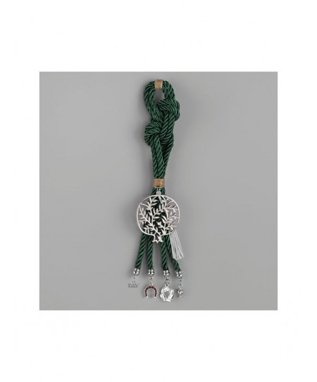 Χριστουγεννιάτικο Κρεμαστό Πράσινο-ασημί Γούρι Εγ25026, Katoikein Deco