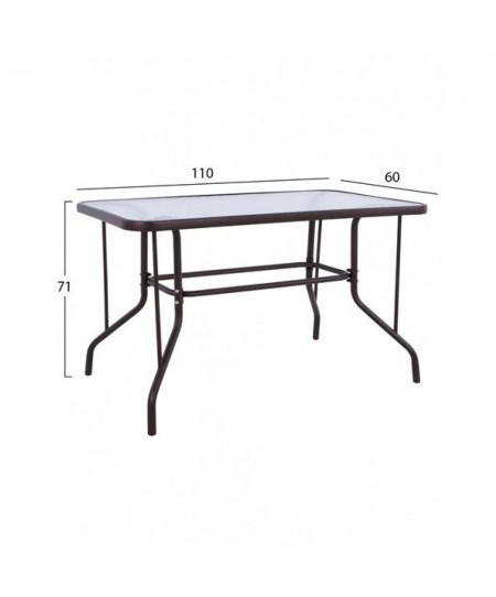 ΤΡΑΠΕΖΙ ADAM ΜΕΤΑΛΛΙΚΟ ΚΑΦΕ ΜΕ ΓΥΑΛΙΝΗ ΕΠΙΦΑΝΕΙΑ 110Χ60Χ71Υεκ. 71641-2490