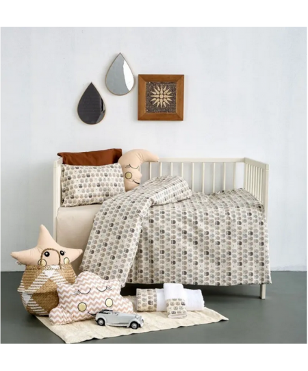 Σετ Βρεφικά Σεντόνια Κούνιας Βαμβακερά 120x160 Phantom Beige SB Home