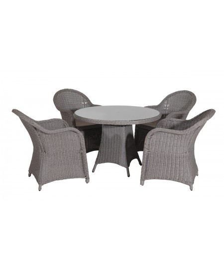 Rattan Τραπεζαρία Κήπου Με Αλουμίνιο Σκελετό ,Σετ 5 Τεμαχίων 108 x 77(H)cm