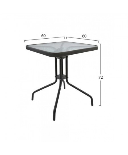 ΤΡΑΠΕΖΙ ΕΞΩΤ.ΧΩΡΟΥ MARS ΜΕΤΑΛΛΟ ΓΚΡΙ-ΓΥΑΛΙΝΗ ΕΠΙΦΑΝΕΙΑ 60Χ60Χ72Υεκ 33878-1490