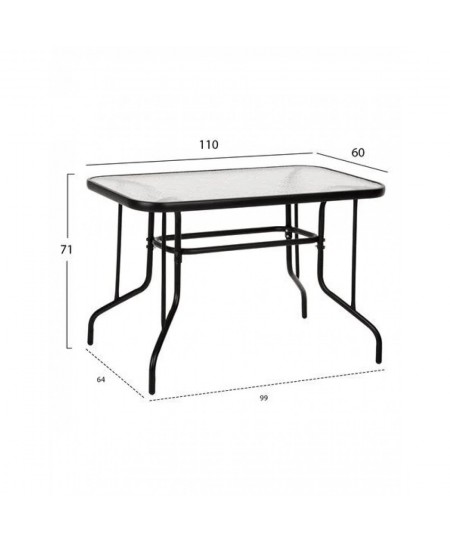 ΤΡΑΠΕΖΙ ADAM ΜΕΤΑΛΛΙΚΟ ΜΑΥΡΟ ΜΕ ΓΥΑΛΙΝΗ ΕΠΙΦΑΝΕΙΑ 110Χ60Χ71Υεκ. 71642-2490