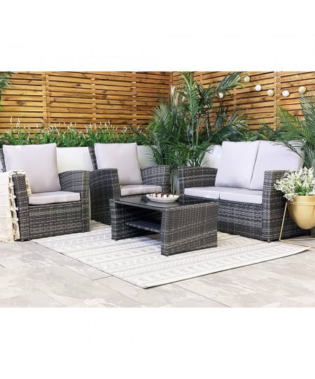 ΣΕΤ ΣΑΛΟΝΙ 4ΤΜΧ MALTA RATTAN WICKER ΓΚΡΙ-ΓΚΡΙ ΜΑΞΙΛΑΡΙΑ 01456-129