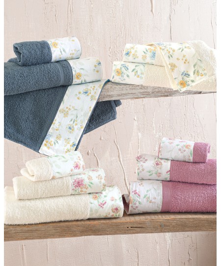 Σετ πετσέτες 3 τεμ. (ΣΕ ΚΟΥΤΙ) SORIN ECRU-PINK, RYTHMOS HOME