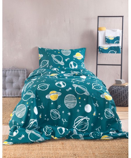 Σετ σεντόνια μονά με λάστιχο (105Χ205+25) SATURN ΠΕΤΡΟΛ, RYTHMOS HOME