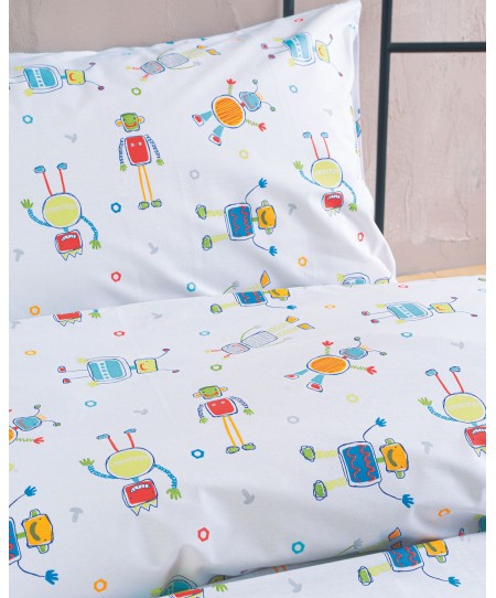 Σετ σεντόνια μονά με λάστιχο (105Χ205+25) ROBOT CHAT, RYTHMOS HOME