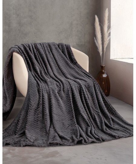  Κουβέρτα Fleece Υπέρδιπλη Harmonie Anthracite (220x240), Rythmos Home