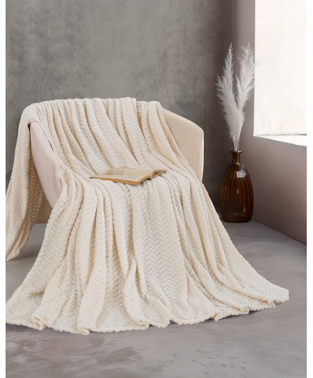  Κουβέρτα Fleece Υπέρδιπλη Harmonie Ecru (220x240), Rythmos Home