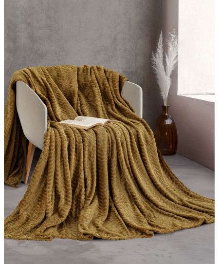  Κουβέρτα Fleece Υπέρδιπλη Harmonie Gold (220x240), Rythmos Home