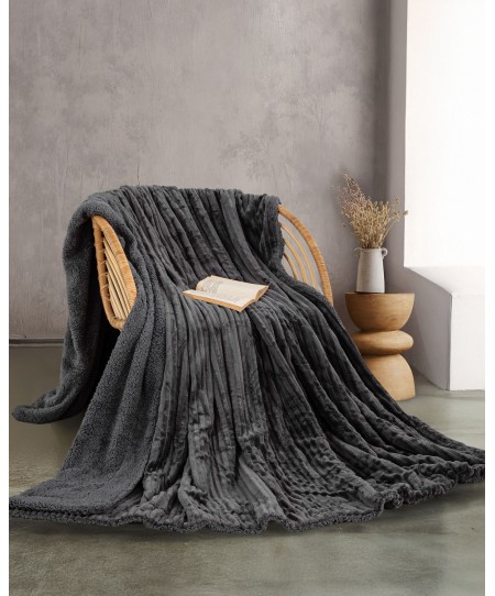  Κουβέρτα Fleece Υπέρδιπλη Jollein Anthracite (220x240), Rythmos Home