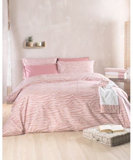 ΣΕΤ ΣΕΝΤΟΝΙΑ Υ/Δ ΜΕ ΛΑΣΤΙΧΟ (165Χ205+25) TRISHA PINK, RYTHMOS HOME