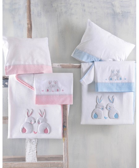 Κουβέρτα πικέ κούνιας (120Χ150) SNOWBALL PINK, RYTHMOS HOME