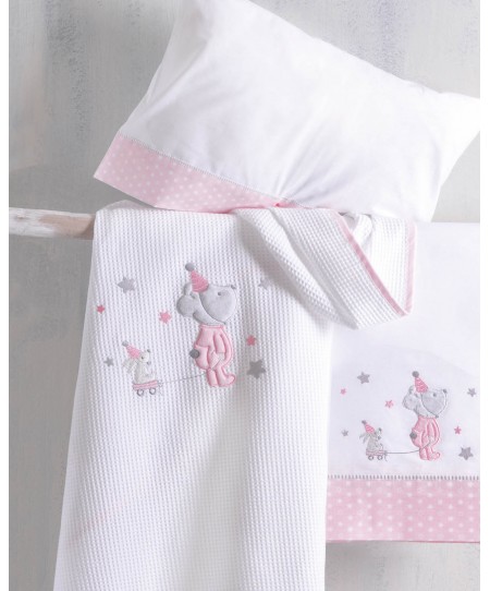 Σετ σεντόνια κούνιας (100X160) FELIX PINK, RYTHMOS HOME