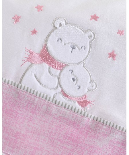 Σετ σεντόνια κούνιας (100X160) SNOWBALL PINK, RYTHMOS HOME